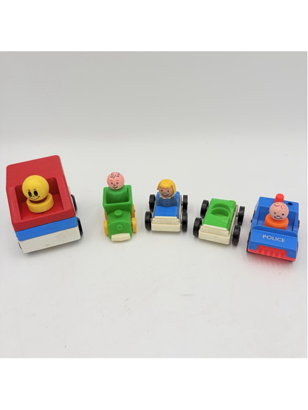 Vintage Fisher Price Little People Police Gas Cars Dump Truck Figure Lot